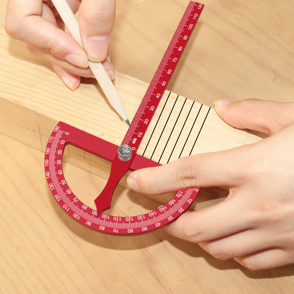 Woodworking Classes - アルミニウム合金製の木工用角度定規。高精度な角度測定と角度の印付けに最適な多機能角度定規。