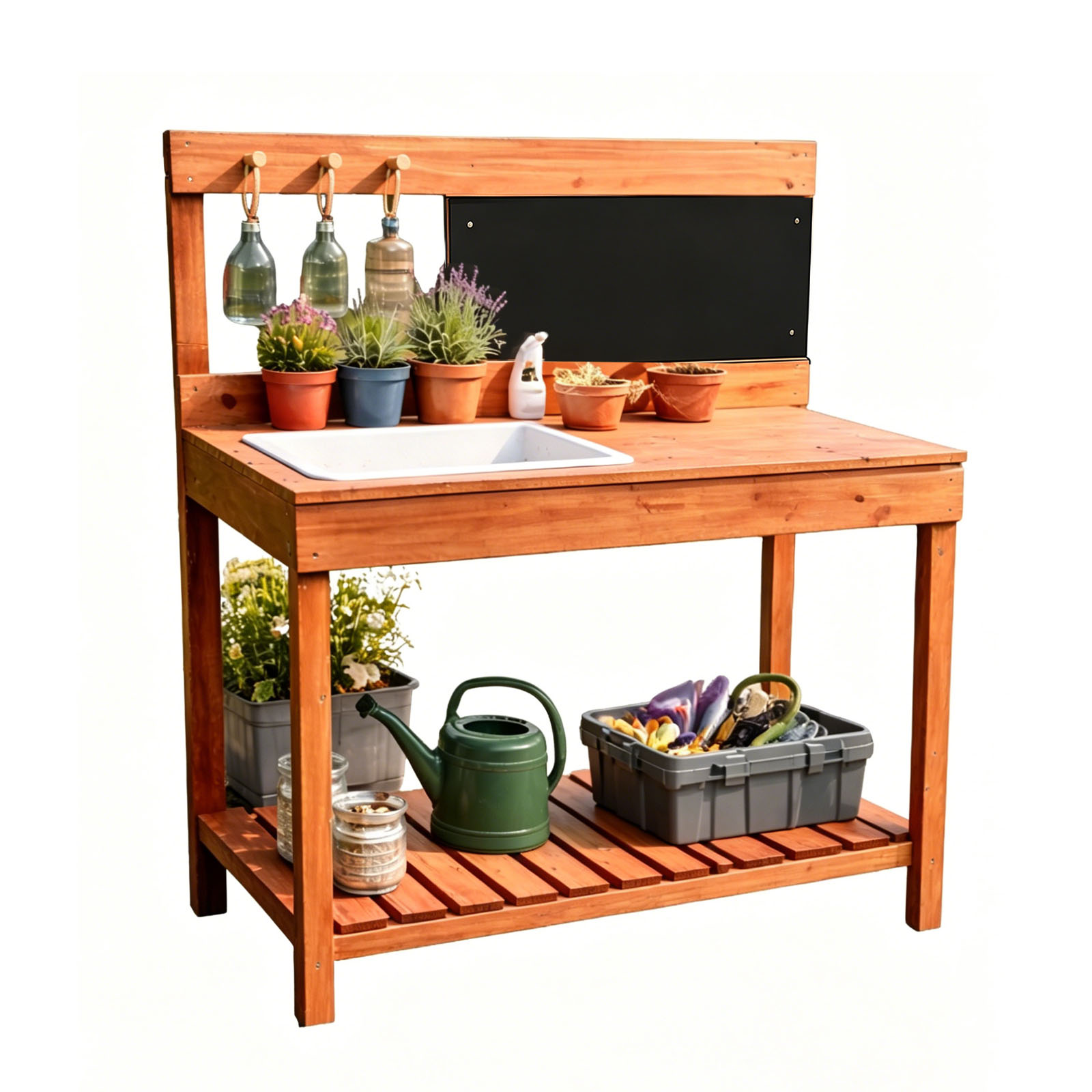 Woodworking Bench - 木製植木鉢台子供用屋外屋内庭園植栽テーブル作業台子供科学教育ツール
