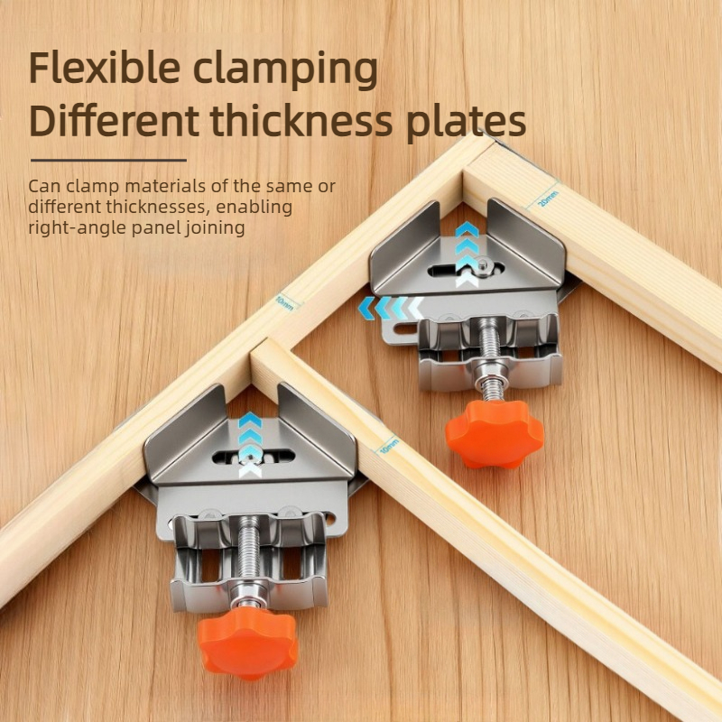 Woodworking Right Angle Clamp - ステンレス製開閉式アングルクランプ、木工接合用クイッククリップロケーターツール、90度直角固定フレームクランプ