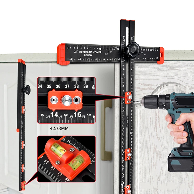 Woodworking Classes - 2 in 1 穴あけ位置決め定規コンビネーション角度定規 T 字定規キャビネットハードウェアジグ引き出し取り付け木工