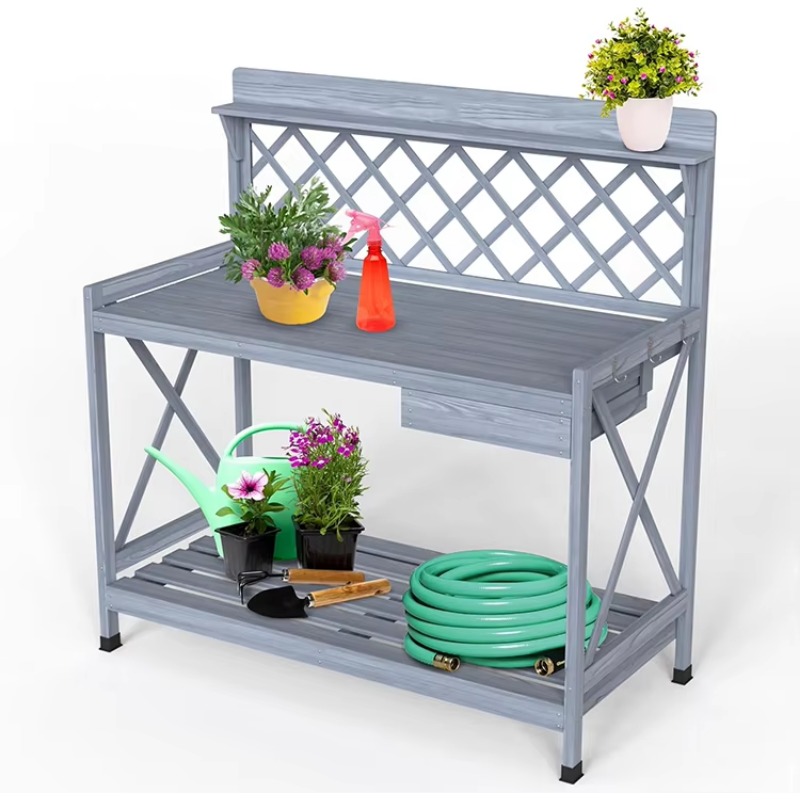 Woodworking Bench - 木製植栽作業台 ワークショップ DIYステーション 木工ワークベンチ