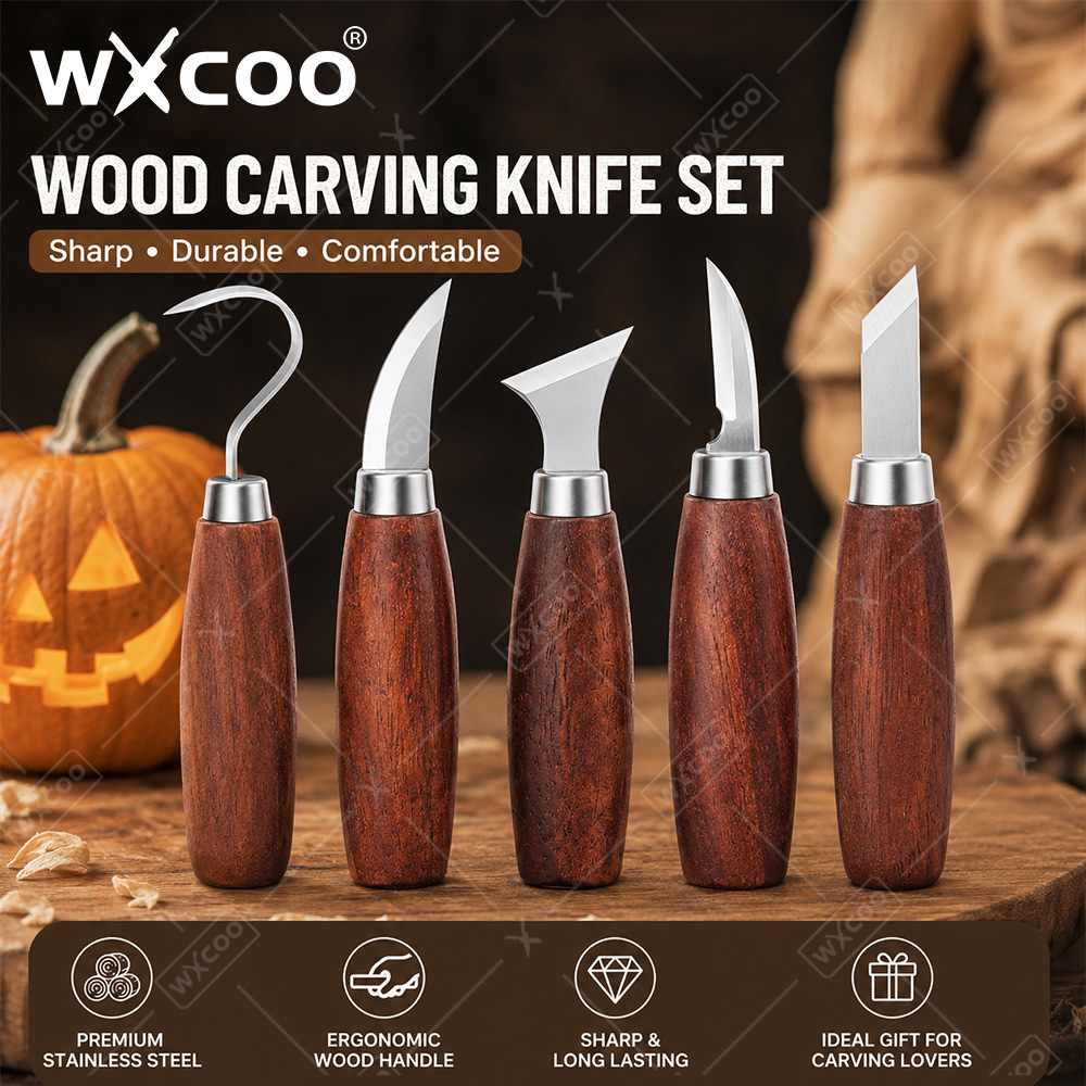 Woodworking Kits For Beginners - WXCOO木彫り用ノミセット 炭素鋼製シャープブレード 木製ハンドル 木工ハンドツールキット 初心者向け職人ギフト DIYクラフト