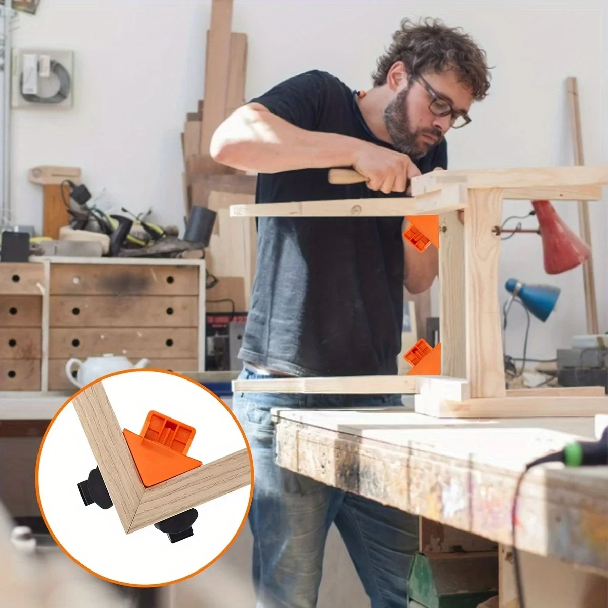 4個入り直角固定クリップ木工クランプ調整可能なスイングコーナ - Woodworking Right Angle Clamp のレビューと価格