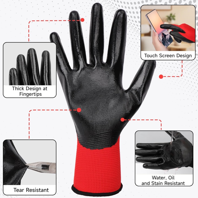 20 個の PU コーティングされた安全作業手袋、グリップ付 - Woodworking Gloves のレビューと価格