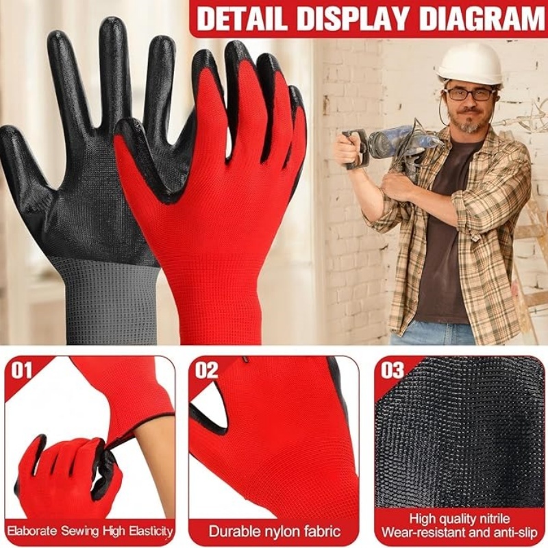 20 個の PU コーティングされた安全作業手袋、グリップ付 - Woodworking Gloves のレビューと価格