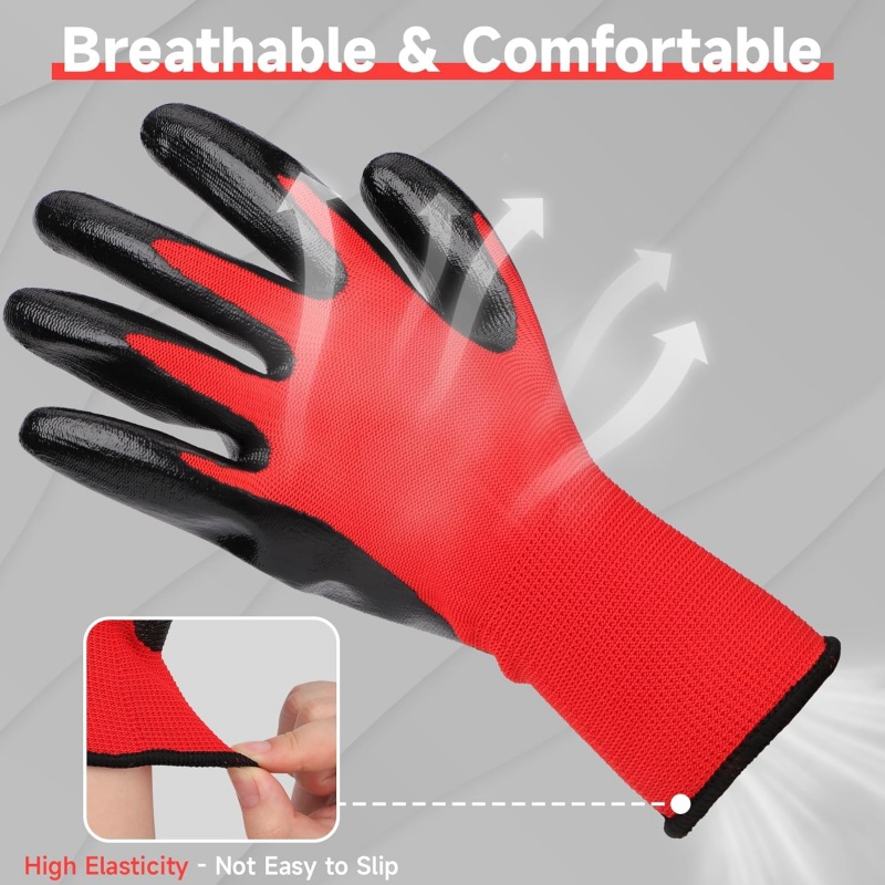 20 個の PU コーティングされた安全作業手袋、グリップ付 - Woodworking Gloves のレビューと価格