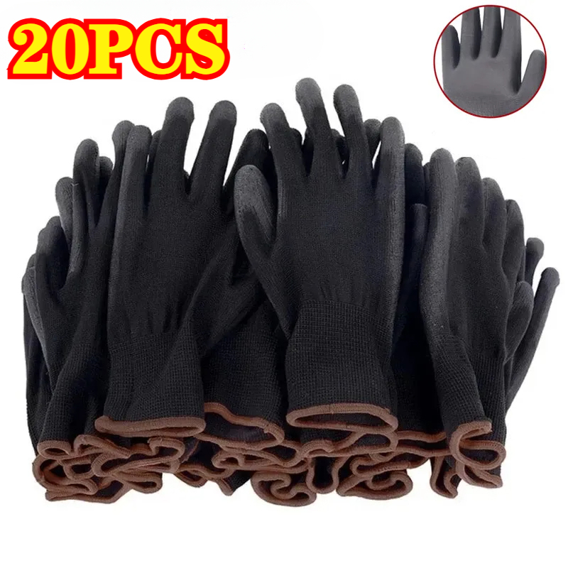 20 個黒 PU コーティングされた手袋ナイロンポリウレタン - Woodworking Gloves のレビューと価格