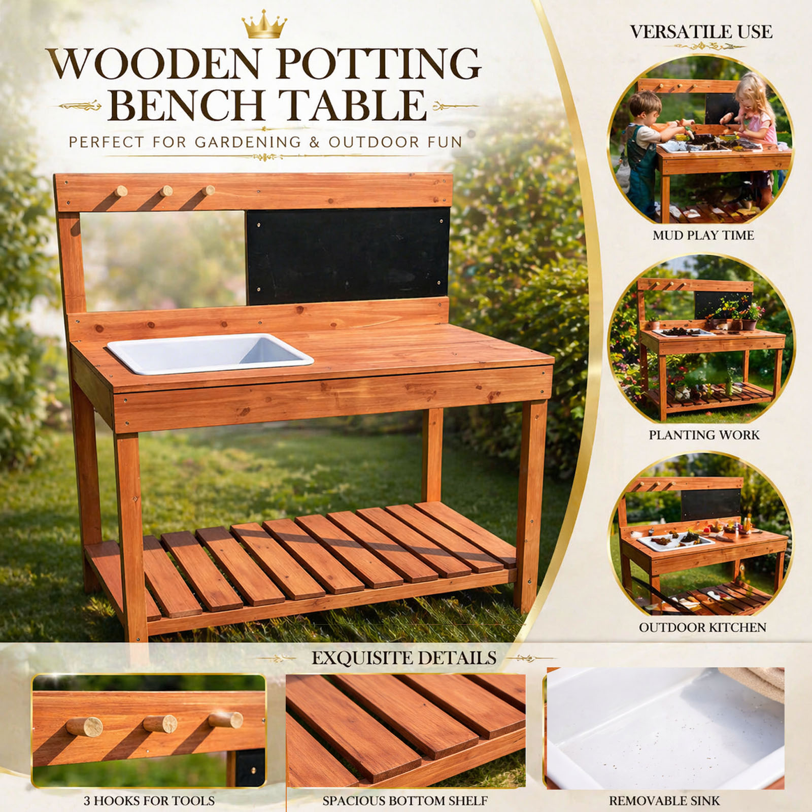 木製植木鉢台子供用屋外屋内庭園植栽テーブル作業台子供科学教育 - Woodworking Bench のレビューと価格