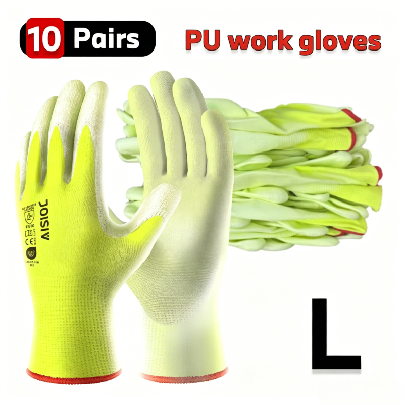 10 組の PU コーティングされた作業用手袋、新品の産業用 - Woodworking Gloves のレビューと価格
