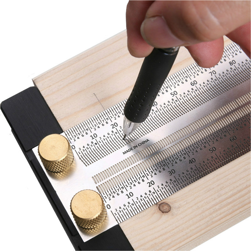 T型ステンレス製測定定規、精密な目盛りが付いた穴あけ用スケー - Woodworking Classes のレビューと価格