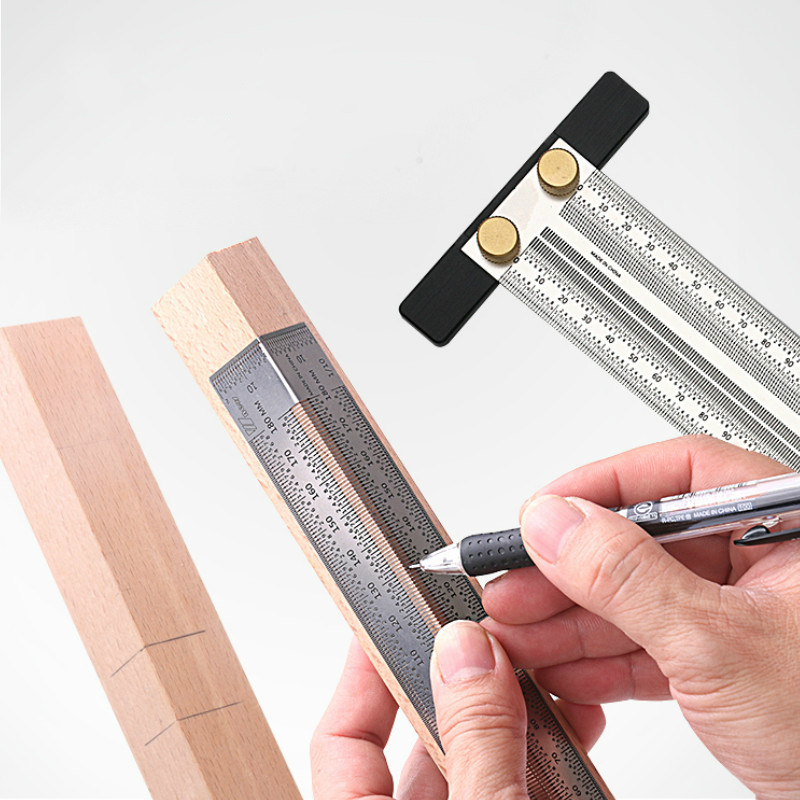 T型ステンレス製測定定規、精密な目盛りが付いた穴あけ用スケー - Woodworking Classes のレビューと価格