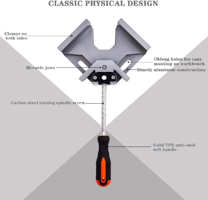 90度直角クリップクランプ シングルハンドル アルミ合金 コ - Woodworking Right Angle Clamp のレビューと価格