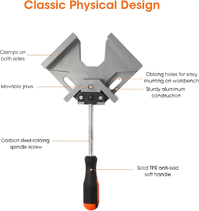 90度直角クリップクランプ シングルハンドル アルミ合金 コ - Woodworking Right Angle Clamp のレビューと価格
